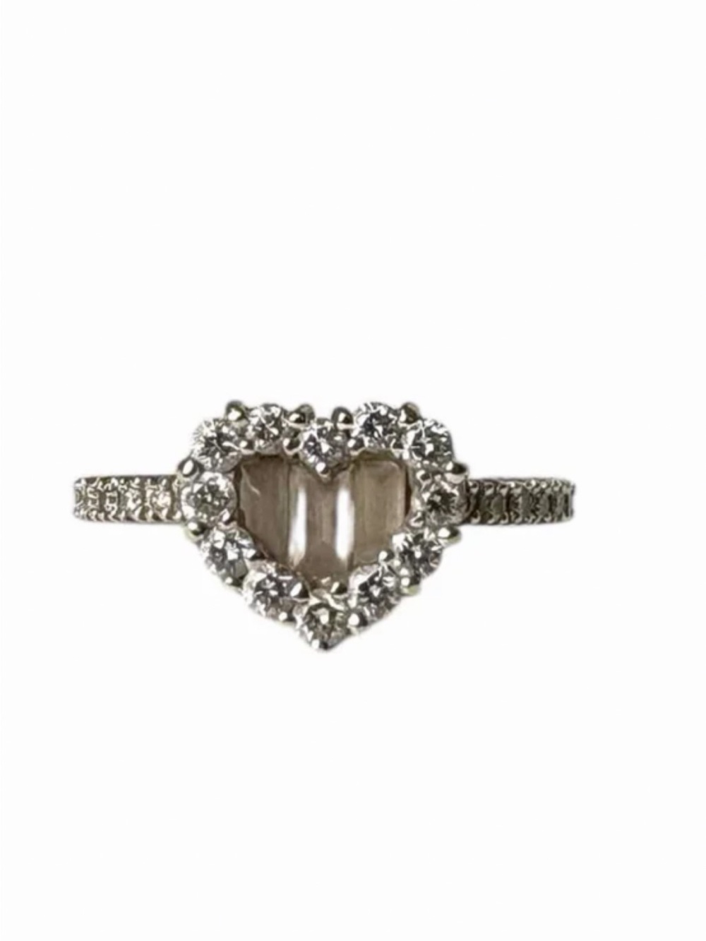 Gregg Ruth Heart Diamond Ring in 18k White Gold(with appraisal)